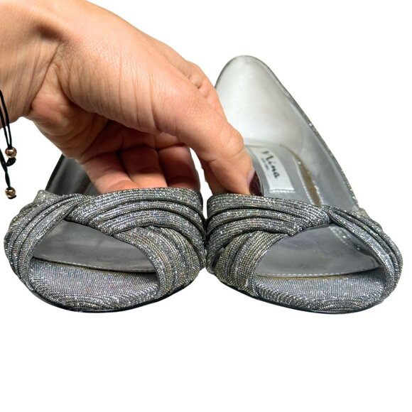Nina Carrie d'Orsay Pumps Silver Luna Shine Womens 7 Good Condition - Picture 3 of 10
